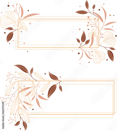 floral frames with branches and leafs isolated icon vector illustration design