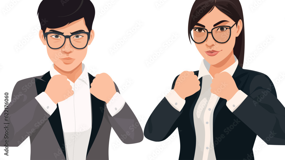 Vector illustration of business man and woman standing, posing, business people. Vector illustration of business man and woman standing, posing, business people.