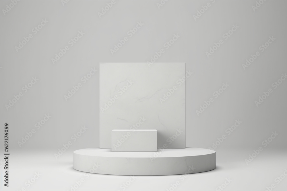 3d blank podium display in white marble color for present product and mock up 3d blank podium display in white marble color for present product and mock up