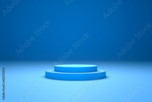 3D Blue Stands On Blue Background  Product Stand  Blank Scene
