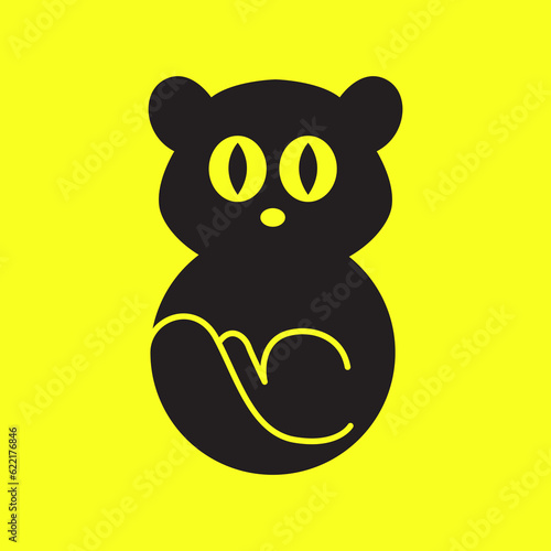kitten cat black born cute flat mascot cartoon simple logo icon vector illustration