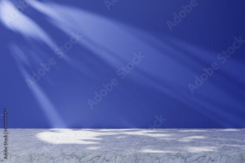 Abstract background, mock up scene. Ray light and shadow on the wall and floor. Studio for product display. 3D rendering