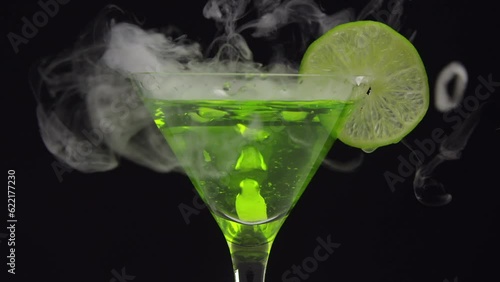 Cocktail In Martini Glass Green Lime