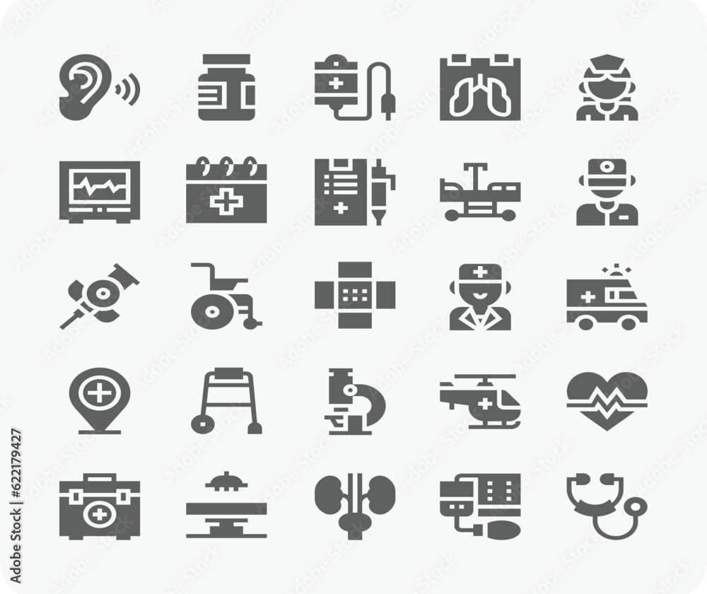 Health and medicine icons collection. Big UI icon set in a flat design. bold outline icons pack. Stroke line icons set of medical. Simple symbols for app development and website design. Vector 82