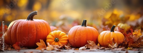 pumpkins in autumn background