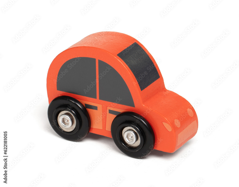 Retro wooden toy car isolated on white Retro wooden toy car isolated on white
