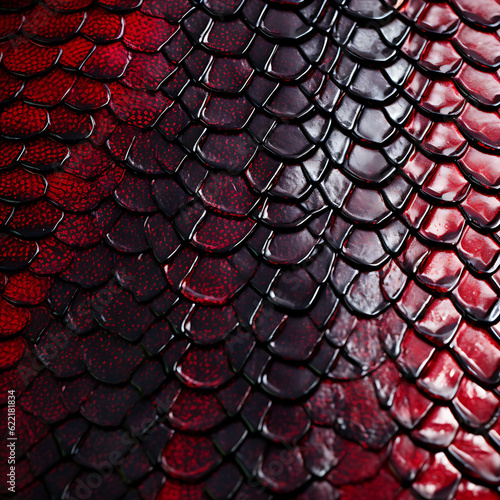 Snake skin incorporating bold colors like deep reds, blacks