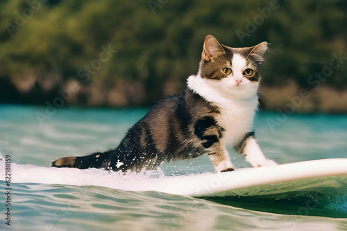 cat on the beach 
generative AI photo