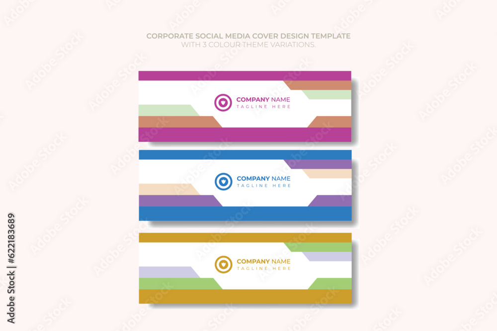 Social media cover banner Vector template with 3 color theme
