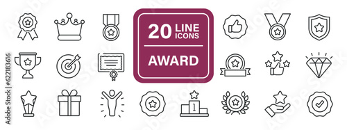 Award line icons. Editable stroke. For website marketing design, logo, app, template, ui, etc. Vector illustration.
