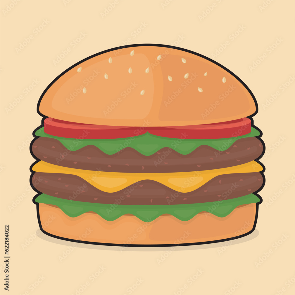 image of double burger in minimal style image of double burger in minimal style