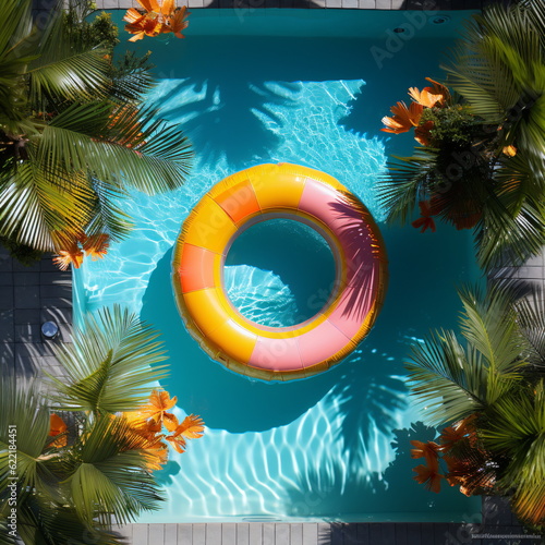 Summer concept, image of a circular float on a pool.