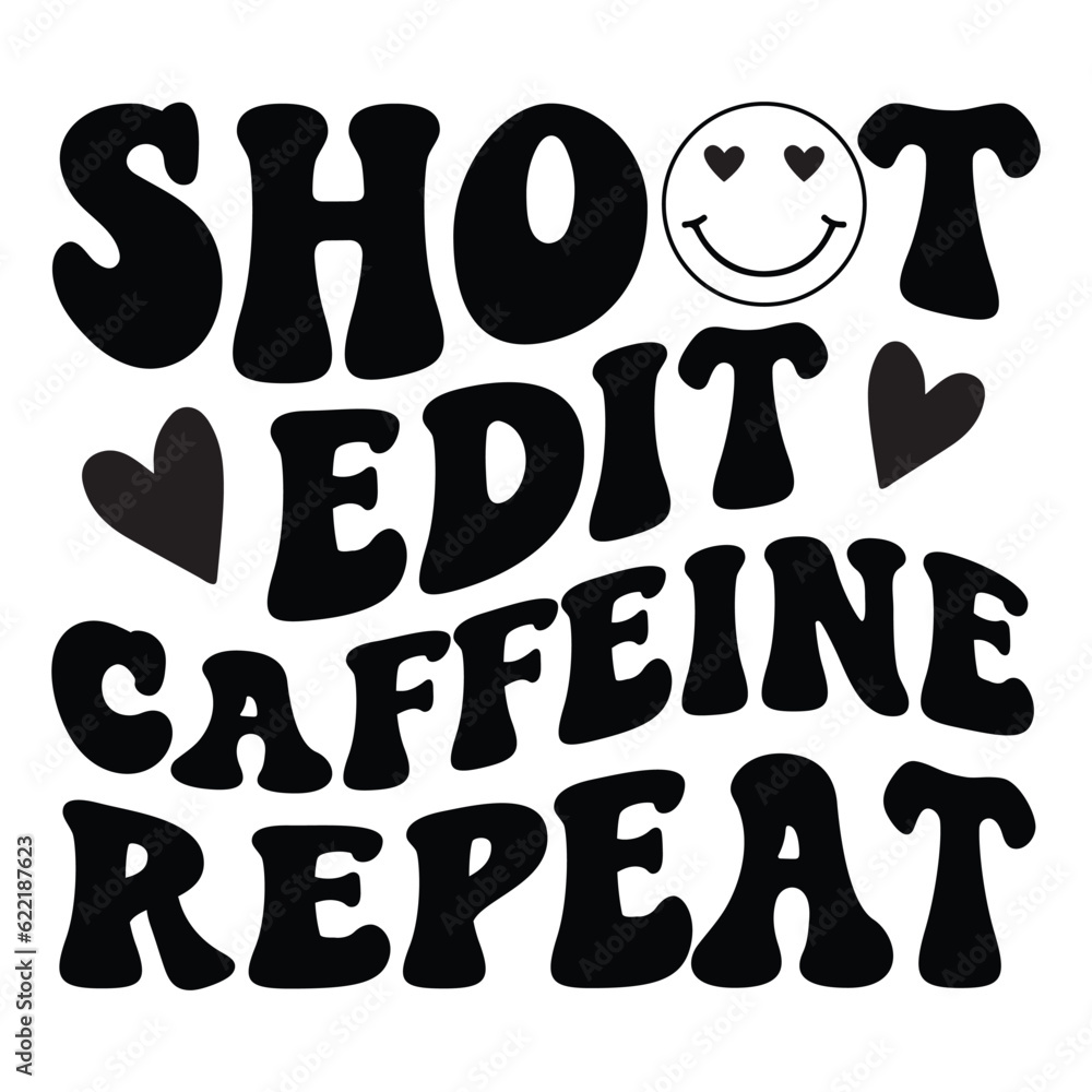 Shoot edit caffeine repeat Retro SVG