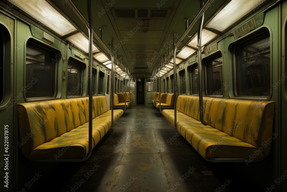  Subway Car Empty Interior, Generative AI