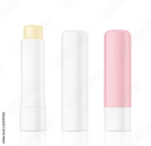 Blank plastic tube mockup.  Front view. Vector illustration isolated on white background. Can be use for your design, advertising, promo and etc. EPS10. 