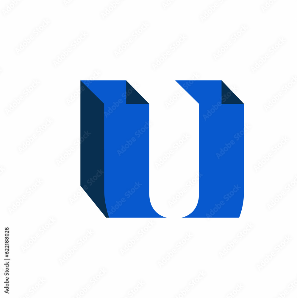 Letter U vector logo design simple three dimensional style. Letter U vector logo design simple three dimensional style.