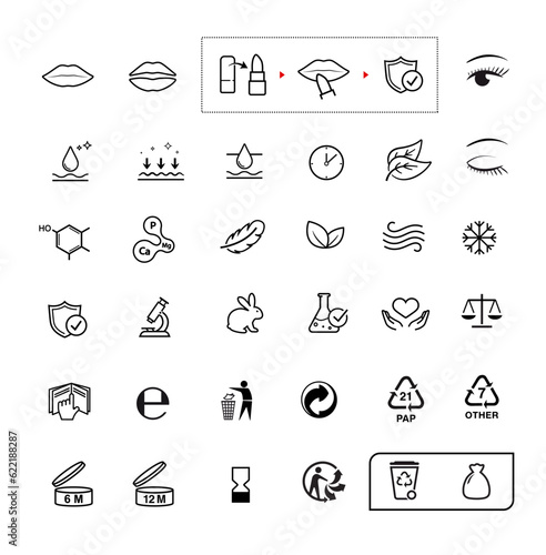 Set of icons for cosmetic design. Vector illustration isolated on white background. Ready for your design. EPS10.