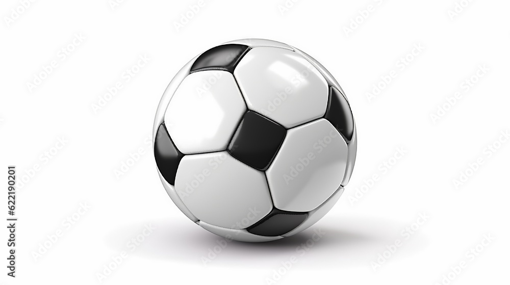 Fototapeta premium Realistic soccer ball or football ball on white background. 3d Style vector Ball isolated on white background generative ai