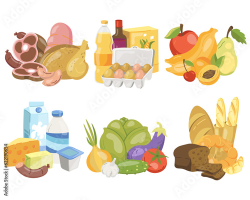 Fototapeta Naklejka Na Ścianę i Meble -  food set vector illustration