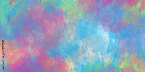 Abstract gradient colorful watercolor background on white paper texture. Abstract banner and canvas design, texture of watercolor. © Ahmad Araf