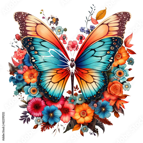 Floral Butterfly Clipart  Colorful Butterfly  generated AI