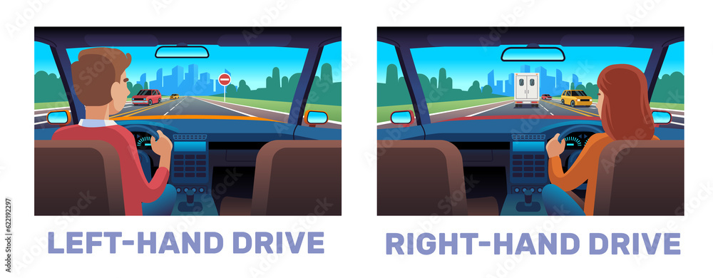 Fotografie Differences between right handed and left handed driving