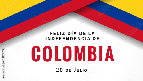 Feliz dia de la Independencia de Colombia banner with flags. Translation from spanish - Happy Independence Day of Colombia, July 20.  Vector illustration
