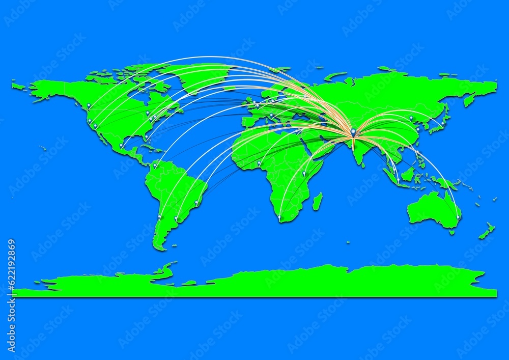 Naklejka premium Vibrant Bikaner, India map - Export concept map for Bikaner, India on World map. Suitable for export concepts. File is suitable for digital editing and prints of all sizes.