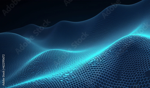 Abstract dot blue wave pattern screen gradient background, technology and science concept