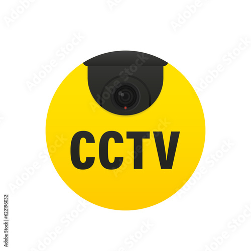 CCTV Camera. Black Video surveillance sign. Warning. Security video. Closed Circuit Television. Vector illustration