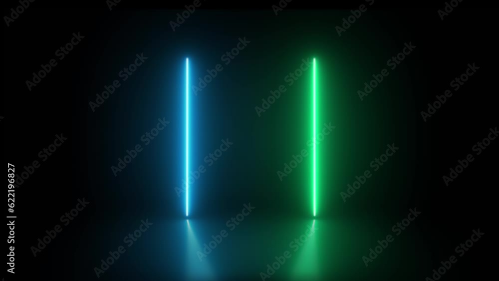 Glowing Neon Lights, Moving Abstract Fluorescent Background Animation on Black. Glowing Neon Lights, Moving Abstract Fluorescent Background Animation on Black.