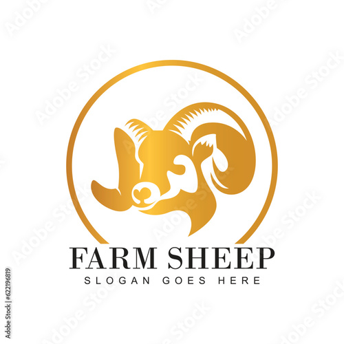 Goat Farm Logo Design Template Vector illustration. Creative Symbol, Goat Head Icon
