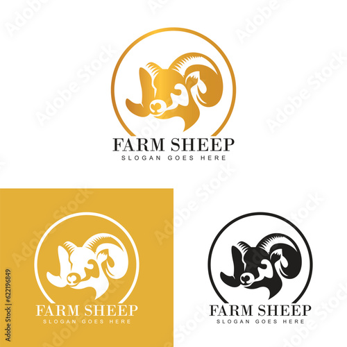 Goat Farm Logo Design Template Vector illustration. Creative Symbol, Goat Head Icon