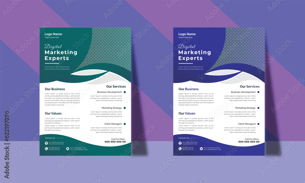 Obraz premium : Business Flyer Layout, Business Flyer Layout with Colorful Elements, Brochure Design, Conference Flyer, Corporate Business Flyer Template Design