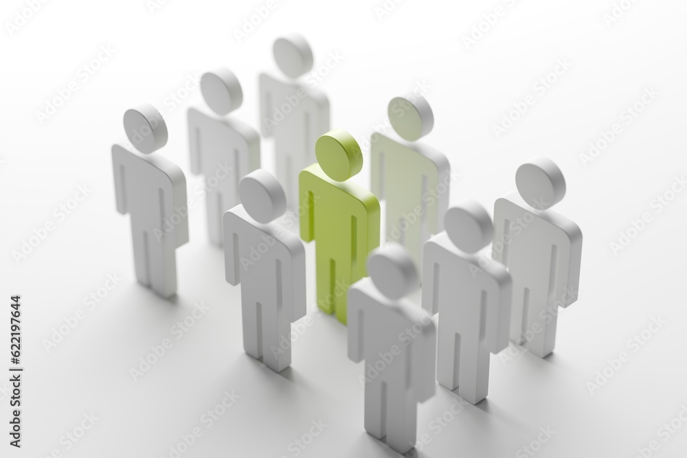 Different person in a crowd. Unique individuality concept Different person in a crowd. Unique individuality concept