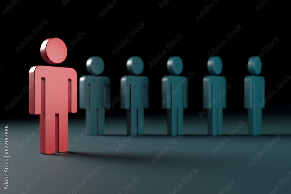 Different person in a crowd. Unique individuality concept