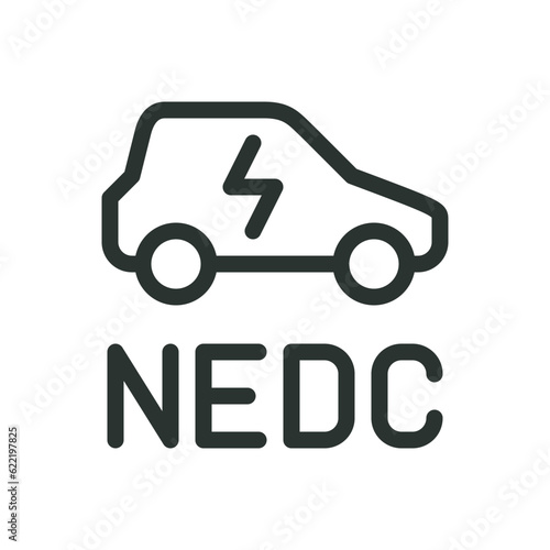 NEDC EV test isolated icon. Electric car range testing by NEDC standard vector icon