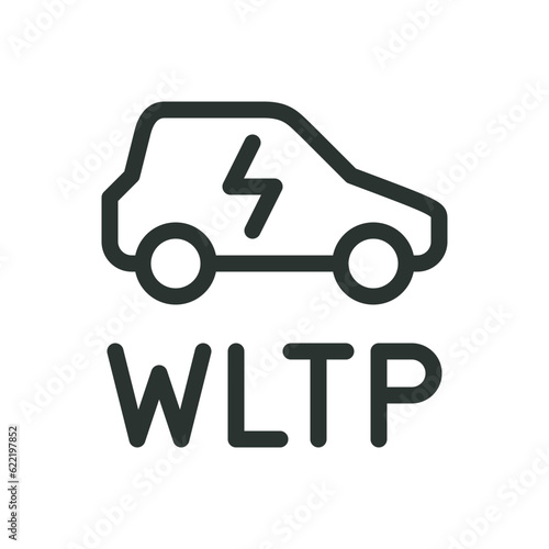 WLTP EV test isolated icon. Electric vehicle range testing by WLTP standard vector icon.