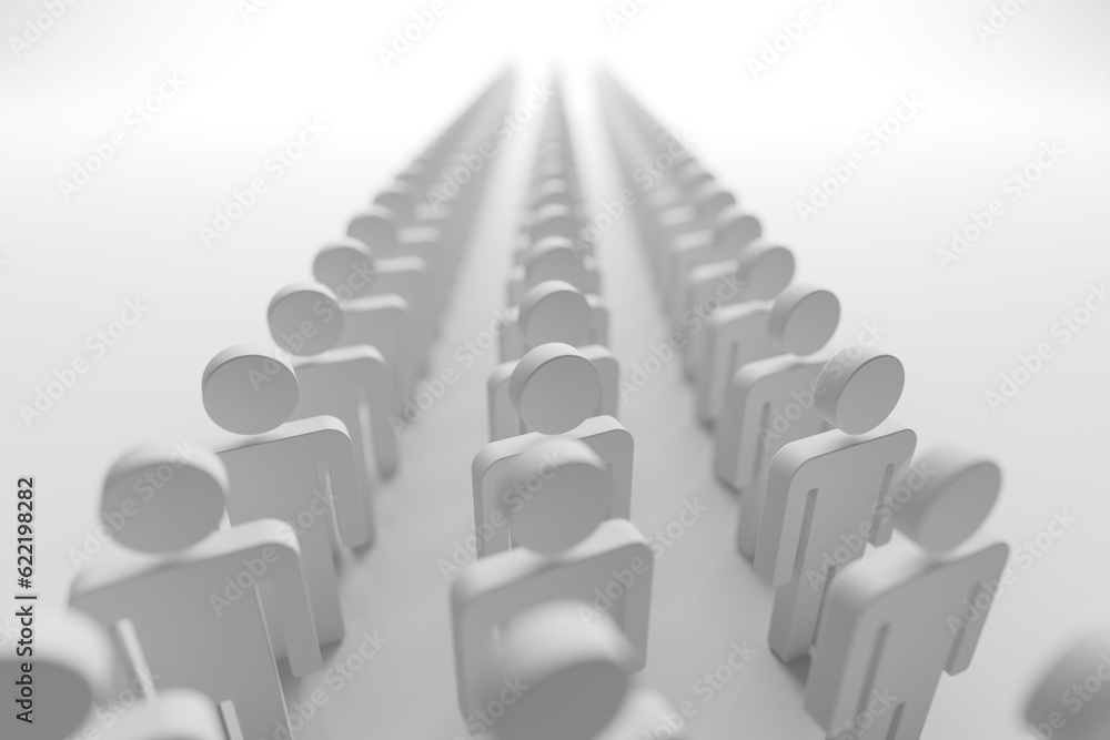 Obraz premium Crowd of people. Large group of stick figure persons