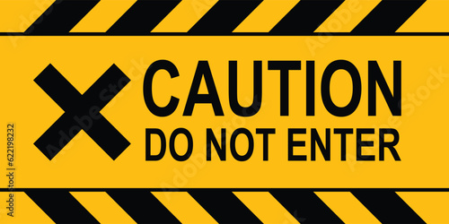 caution do not enter warning sign symbol X symbol yellow background