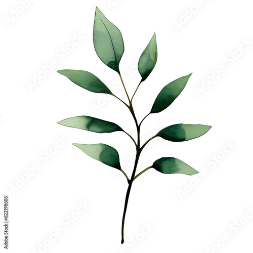 watercolor natural leaf, ai generative © Thitinan