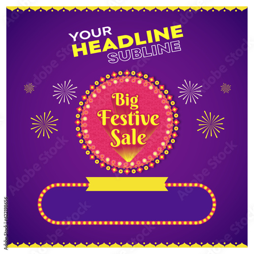 Big Festive Sale Square Post 1x1, Social Media Design Templates, Online Shopping ad Templates  