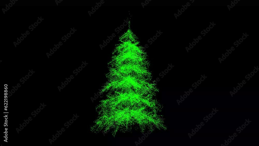 3D Christmas Tree rotates on black bg. Merry Christmas concept. Winter theme for Christmas or New Year background. Xmas motion. For title, text, presentation. Shimmering particles. 3d animation 60 FPS 3D Christmas Tree rotates on black bg. Merry Christmas concept. Winter theme for Christmas or New Year background. Xmas motion. For title, text, presentation. Shimmering particles. 3d animation 60 FPS