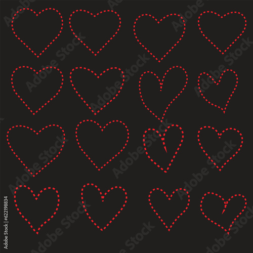 Love hearts icon. Abstract red loving heart symbols for valentines day, outline lovely red heart elements and love silhouette icons isolated set. Romance linear and filled symbol bundle. heart icon