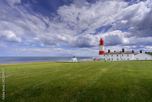 Sunlit Souther Lighthouse and Foxhorn building - Whitburn, Sunderland
