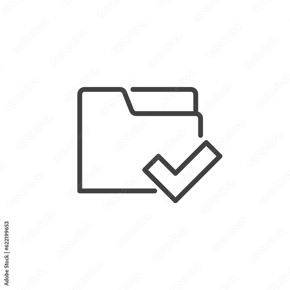 Folder with check mark line icon Folder with check mark line icon