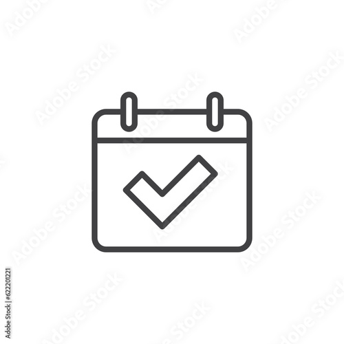 Calendar and check mark line icon