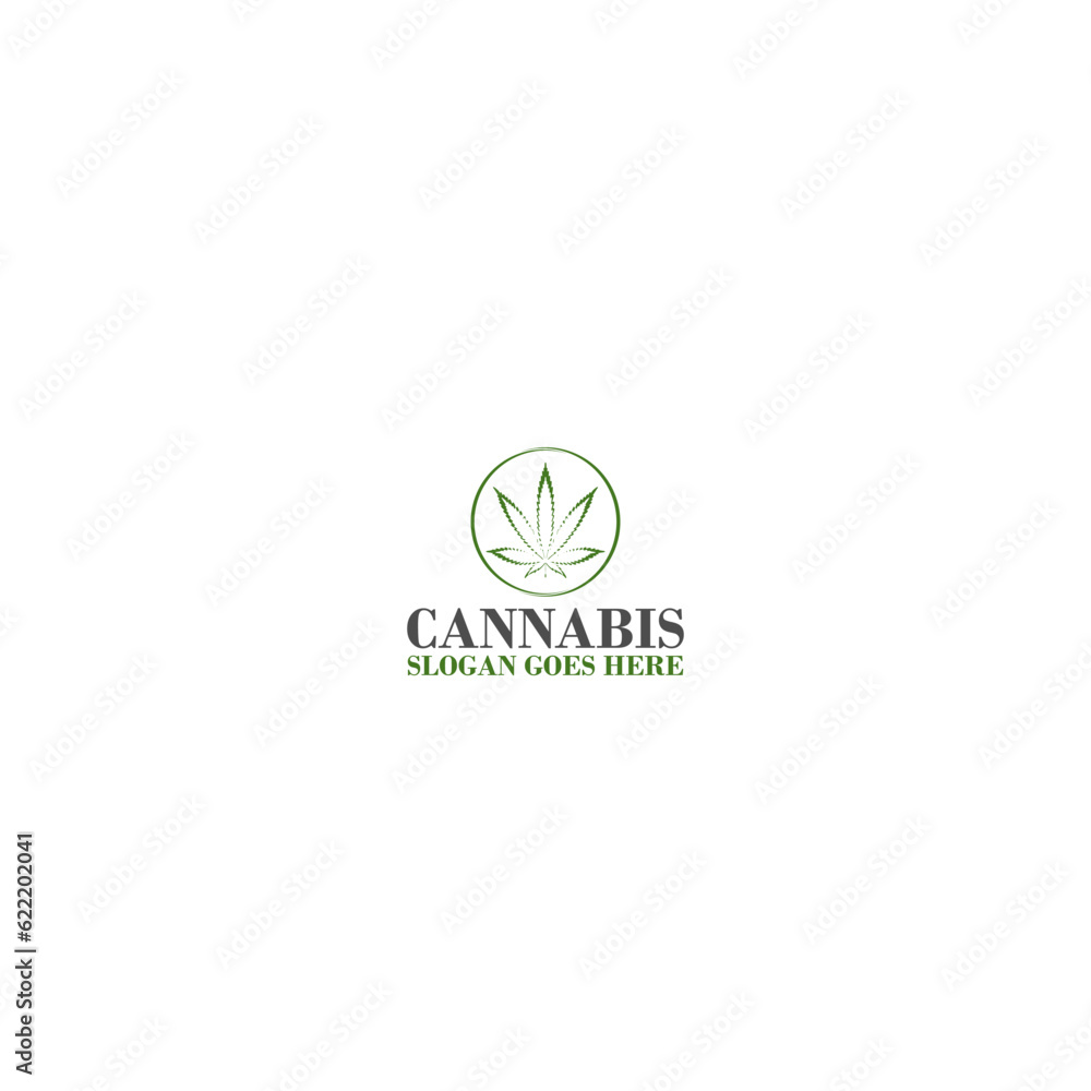 Fototapeta premium Cannabis leaf logo template isolated on white background