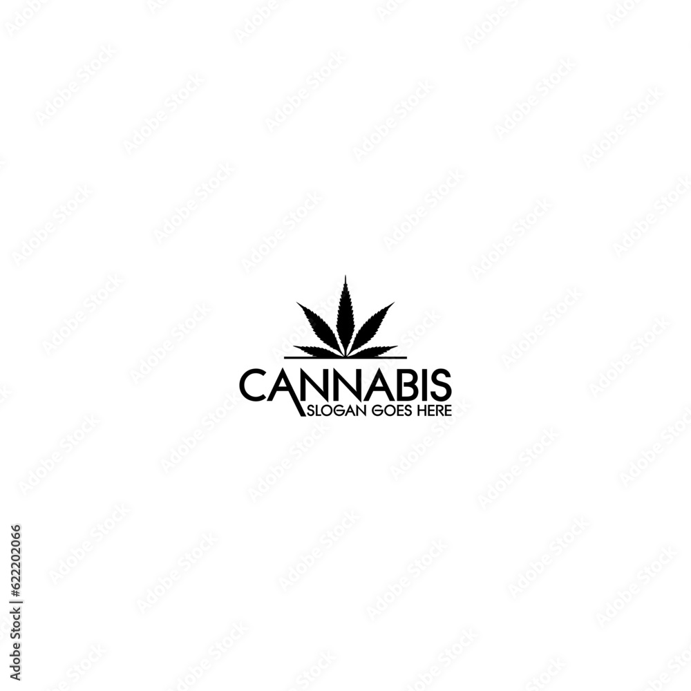 Cannabis leaf logo template isolated on white background