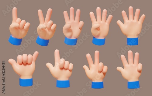 Hand counting numbers icon set